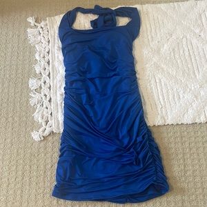 Lucy in the Sky Virginia Ruched Bodycon Dress in Blue!